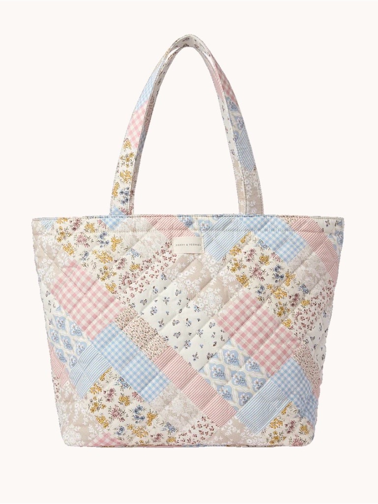 Poppy & Peonies Country Patchwork Tote- Last One!